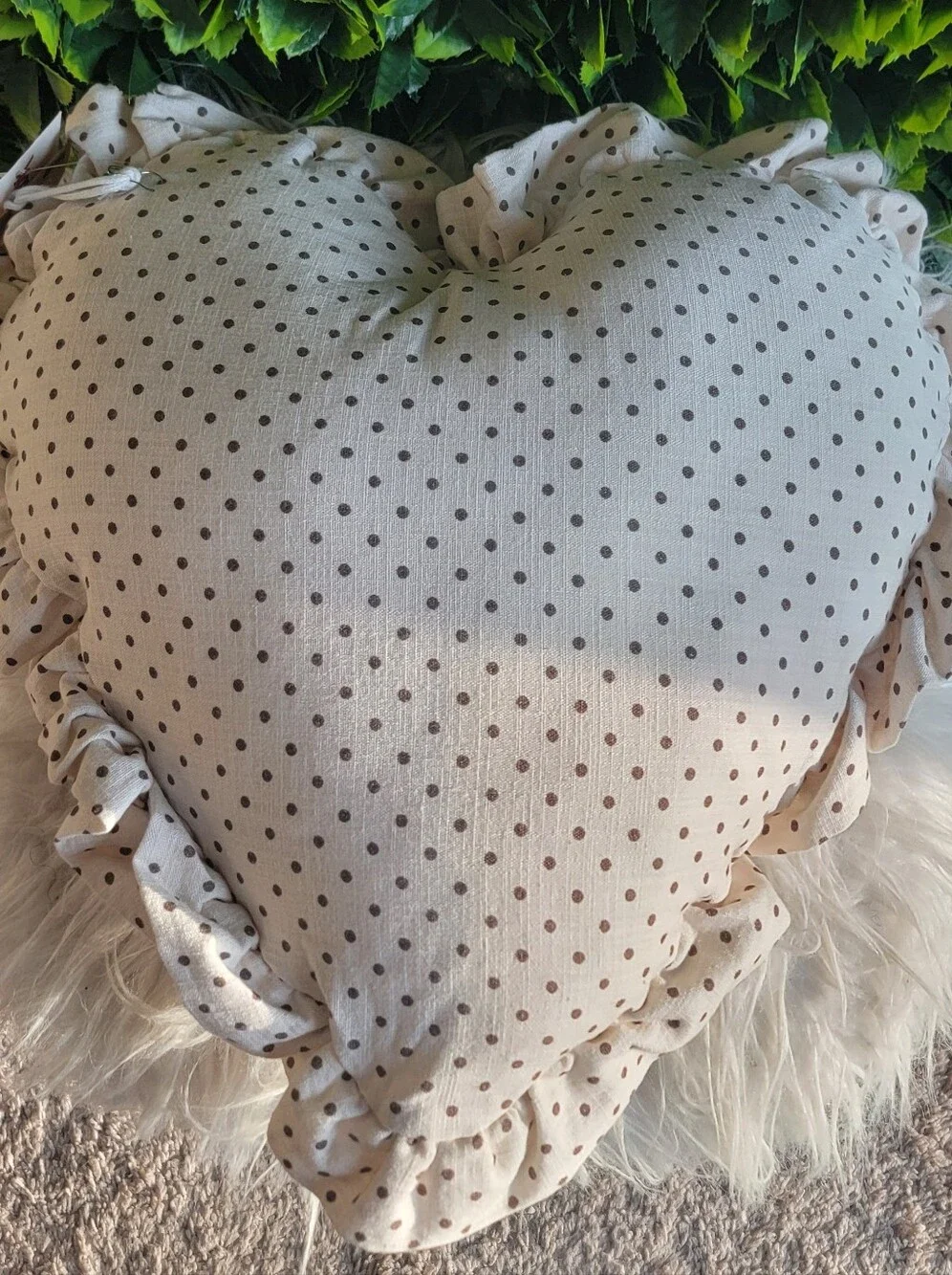 NWT - Indigo Fables Polka Dot Heart Decorative Pillow